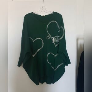 ❤Moëwy forest green being so soft tunic sweater L